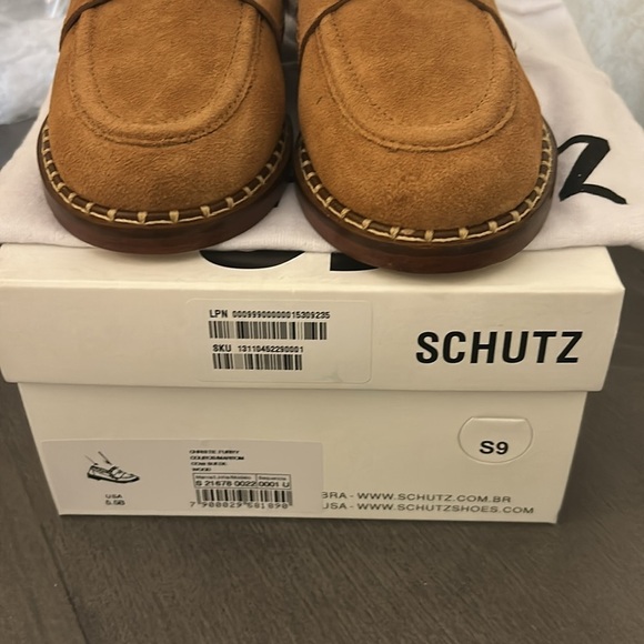 SCHUTZ Tan Flats with Plush Sherpa Lining - Picture 2 of 5